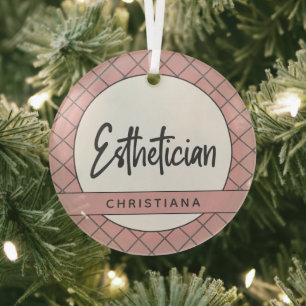 Elegant Aesthetician Beautician Personalised  Glass Tree Decoration