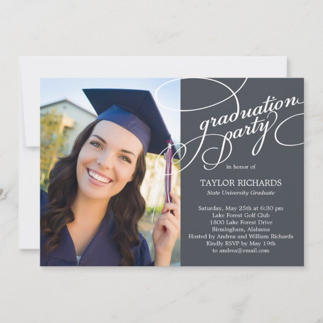Elegant Affair Graduation Invite - Editable Colour (Front)