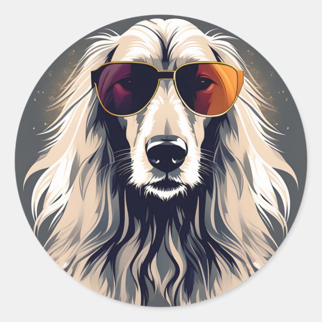 Elegant Afghan Hound Classic Round Sticker (Front)
