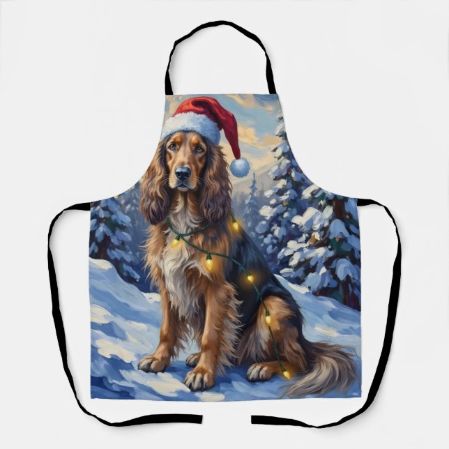 Elegant Afghan Hound Winter Wonderland Christmas Apron (Front)