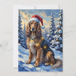 Elegant Afghan Hound Winter Wonderland Christmas Holiday Card