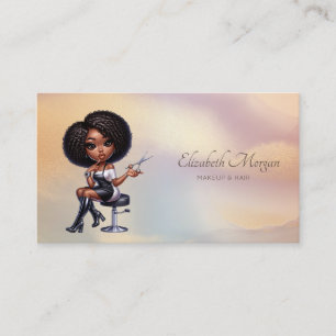 Elegant African American Hairdresser Colourful Business Card