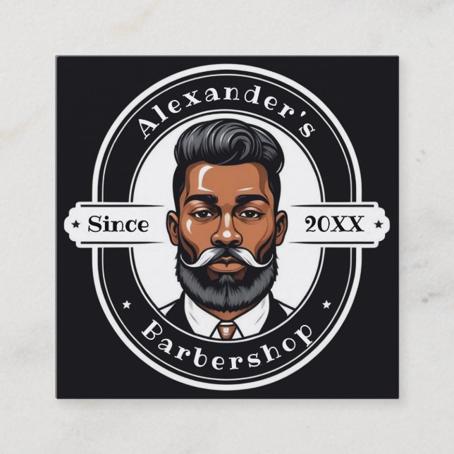 Elegant African American Man Personalise Square Business Card (Front)