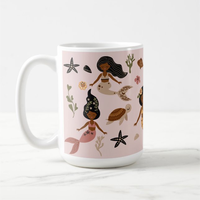 Elegant African American Mermaid Mug (Left)