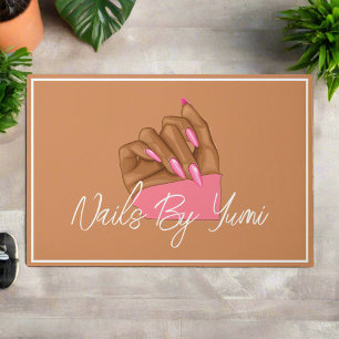 Elegant African American Nail Artist Manicurist Doormat