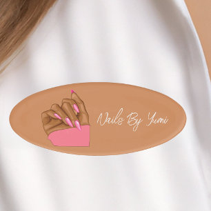 Elegant African American nail artist Manicurist Name Tag