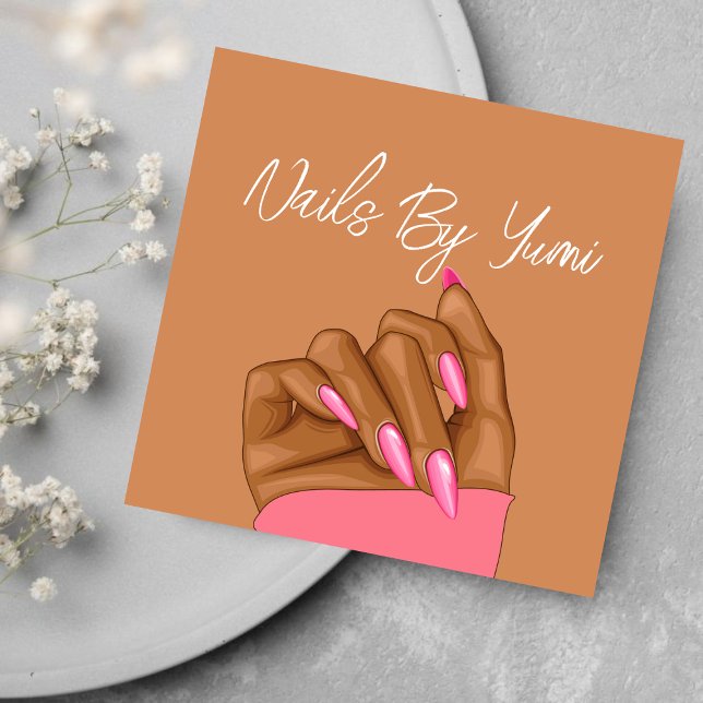 Elegant African American Nail Artist Manicurist Square Business Card (Creator Uploaded)