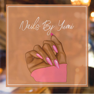 Elegant African American Nail Artist Manicurist Window Cling