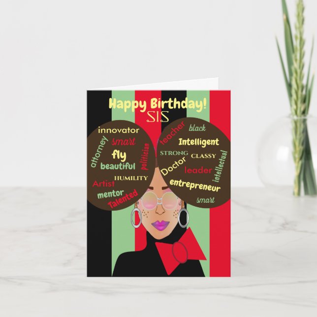 Elegant African American Sister Birthday Card (Front)