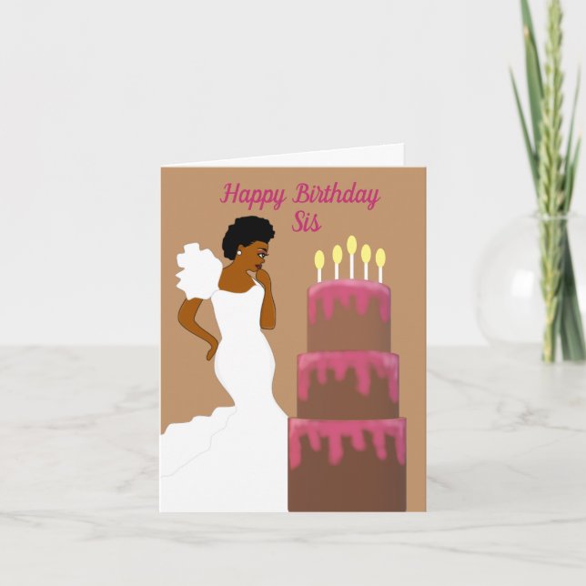 Elegant African American Sister Brown Card (Front)