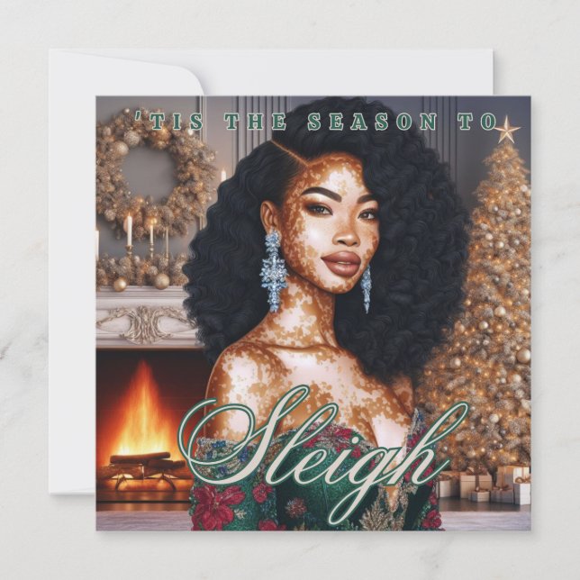 Elegant African American Vitiligo Beauty Christmas (Front)