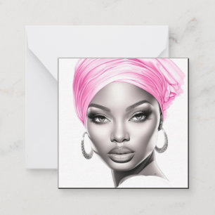 Elegant African American Woman in Pink  Card