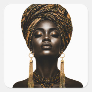 Elegant African Black Woman Art Sticker