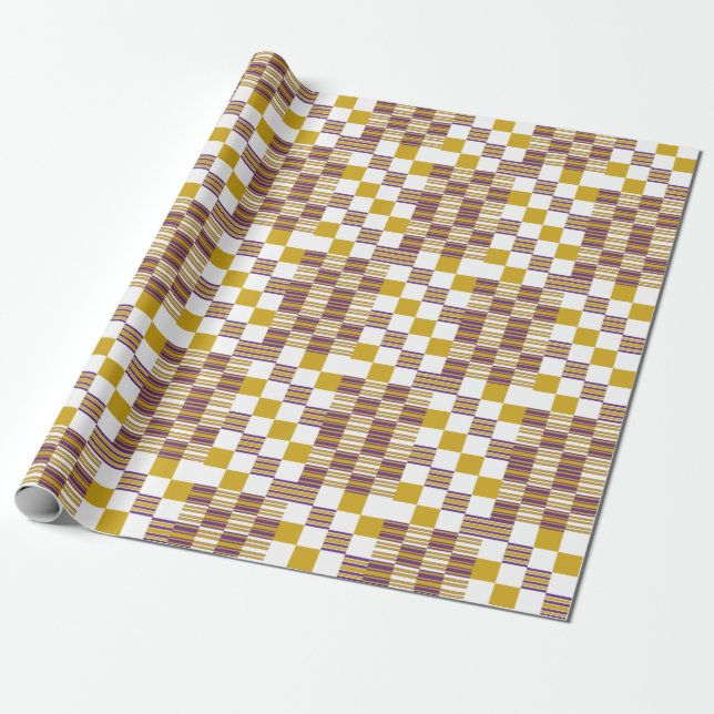 Elegant African Gold and Purple Kente Wrapping Paper (Unrolled)