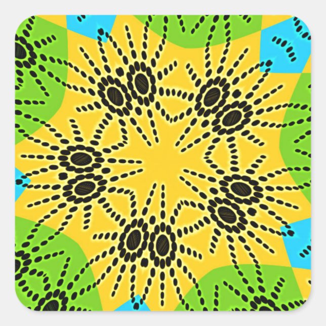 Elegant African-Inspired Spider Traditional Motif  Square Sticker (Front)