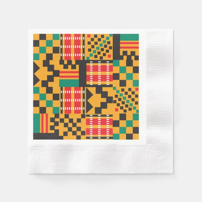 Elegant African Kente Design Paper Napkins (Front)