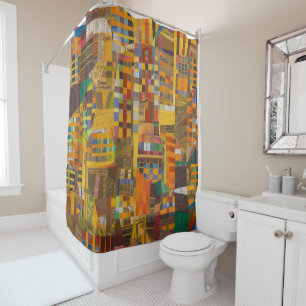 Elegant African Kente Geometric Contemporary Art Shower Curtain