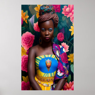 Elegant African lady in a yellow dress Poster