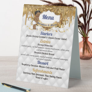 Elegant African Prince Gold Drip Glitter Menu
