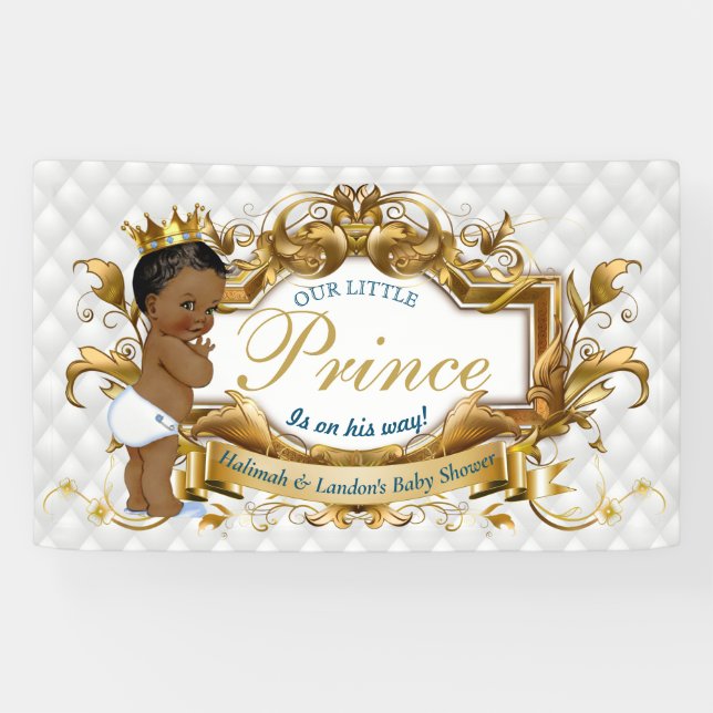 Elegant African Prince White Diamond Napkins Banner (Horizontal)