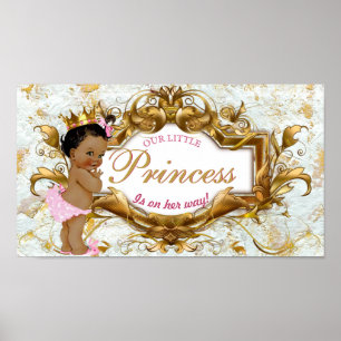 Elegant African Princess White & Gold Marble Poster