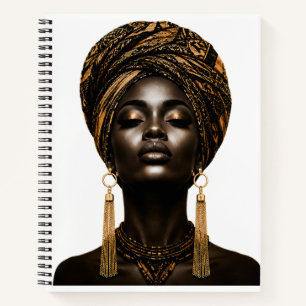 Elegant African Queen Portrait Notebook