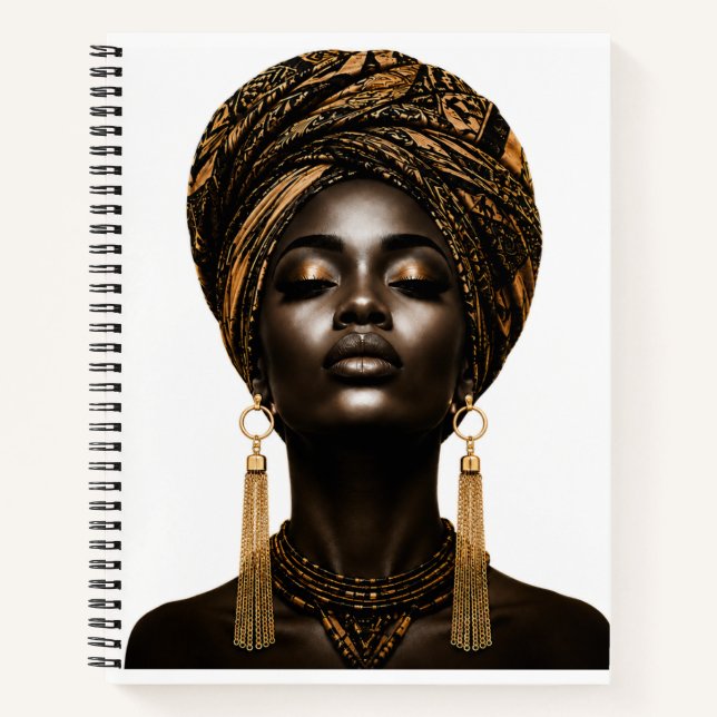 Elegant African Queen Portrait Notebook (Front)