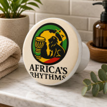 Elegant African Tribal Drum Dance Ceramic Knob