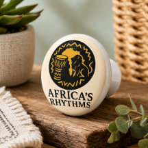 Elegant African Tribal Drum Dance Ceramic Knob