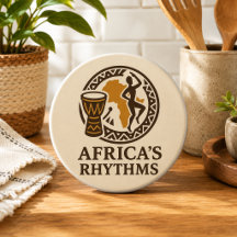 Elegant African Tribal Drum Dance Ceramic Knob