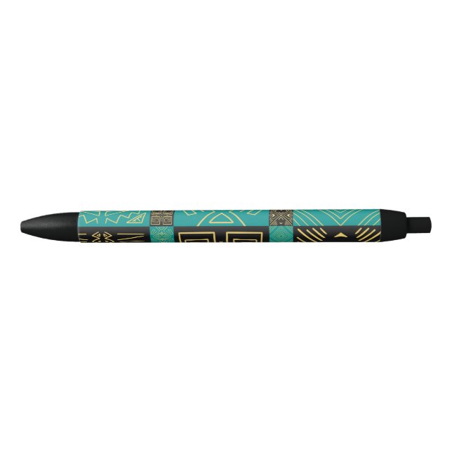 Elegant African Tribal Geometric Pattern  Black Ink Pen (Front)