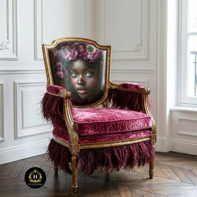 Elegant African Woman Burgundy Floral Decoupage Tissue Paper (Creator Uploaded)