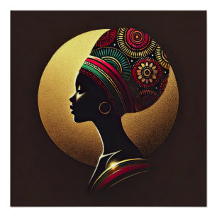 Elegant African Woman Portrait Illustration Poster