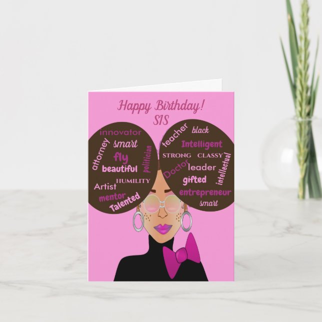 Elegant Afro American Sister Birthday Card (Front)