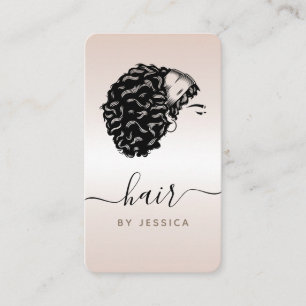 Elegant Afro Hair Girl Cream Gradient Trendy Salon Business Card