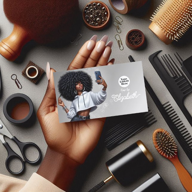 Elegant Afro Hair Salon Modern Stylist Branding Business Card (Elegant Afro Hair Salon Modern Stylist Branding Business Card)