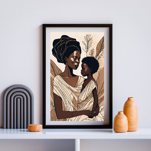Elegant Afro Mother and Son Embrace Poster