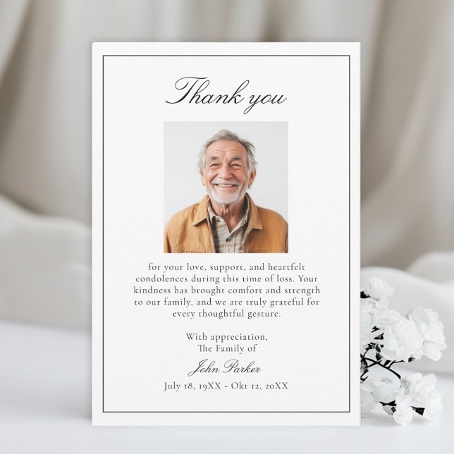 Elegant After Funeral Memorial Sympathy  Thank You Card (Elegant After Funeral Memorial Sympathy Thank You Card)
