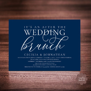 Elegant After The Wedding Brunch, Classy Navy Blue Invitation