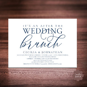 Elegant After The Wedding Brunch, Classy Navy Blue Invitation