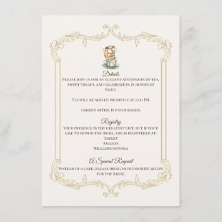 Elegant Afternoon Tea Bridal Shower Details Card