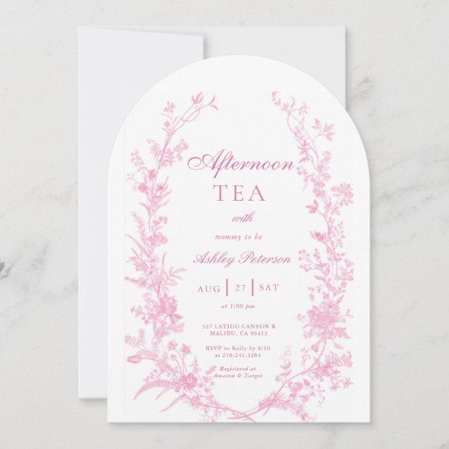Elegant Afternoon Tea Party Girl Baby Shower Invitation (Front)