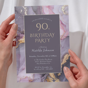 Elegant Agate 90th Birthday Party Invitation