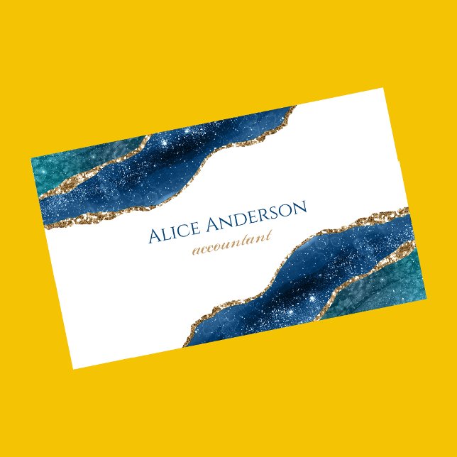 Elegant Agate galaxy BLUE gold accountant Business Business Card (Creator Uploaded)