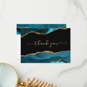 Elegant Agate Glitter Thank You Card