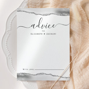 Elegant Agate Gray Silver Wedding Advice Card