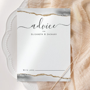 Elegant Agate Grey Gold Wedding Advice Card