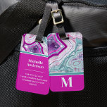 Elegant Agate Initial Monogram Luggage Tag<br><div class="desc">Elegant Turquoise Magenta Stone Initial Monogram Luggage Tag. Agate crystals and geodes continue to be a favourite trend! This print features and up close image of a turquoise and purple (magenta) geode stone, complete with little crystals and white banding. Accented with vibrant colour blocking to give it a modern and...</div>