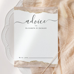 Elegant Agate Ivory Gold Wedding Advice Card