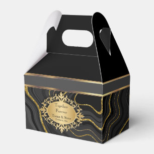 Elegant Agate Marble with Black and Gold Favour Box